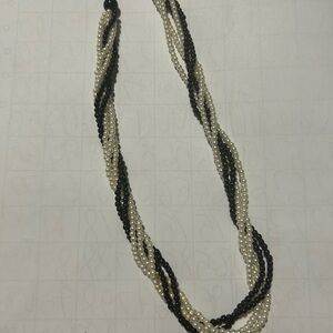 Elegant Black and White Beaded Necklace